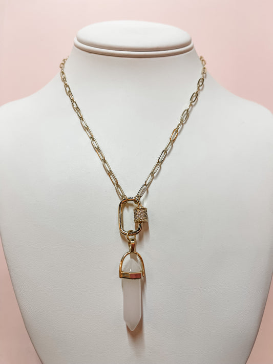 White Crystal Chain Necklace