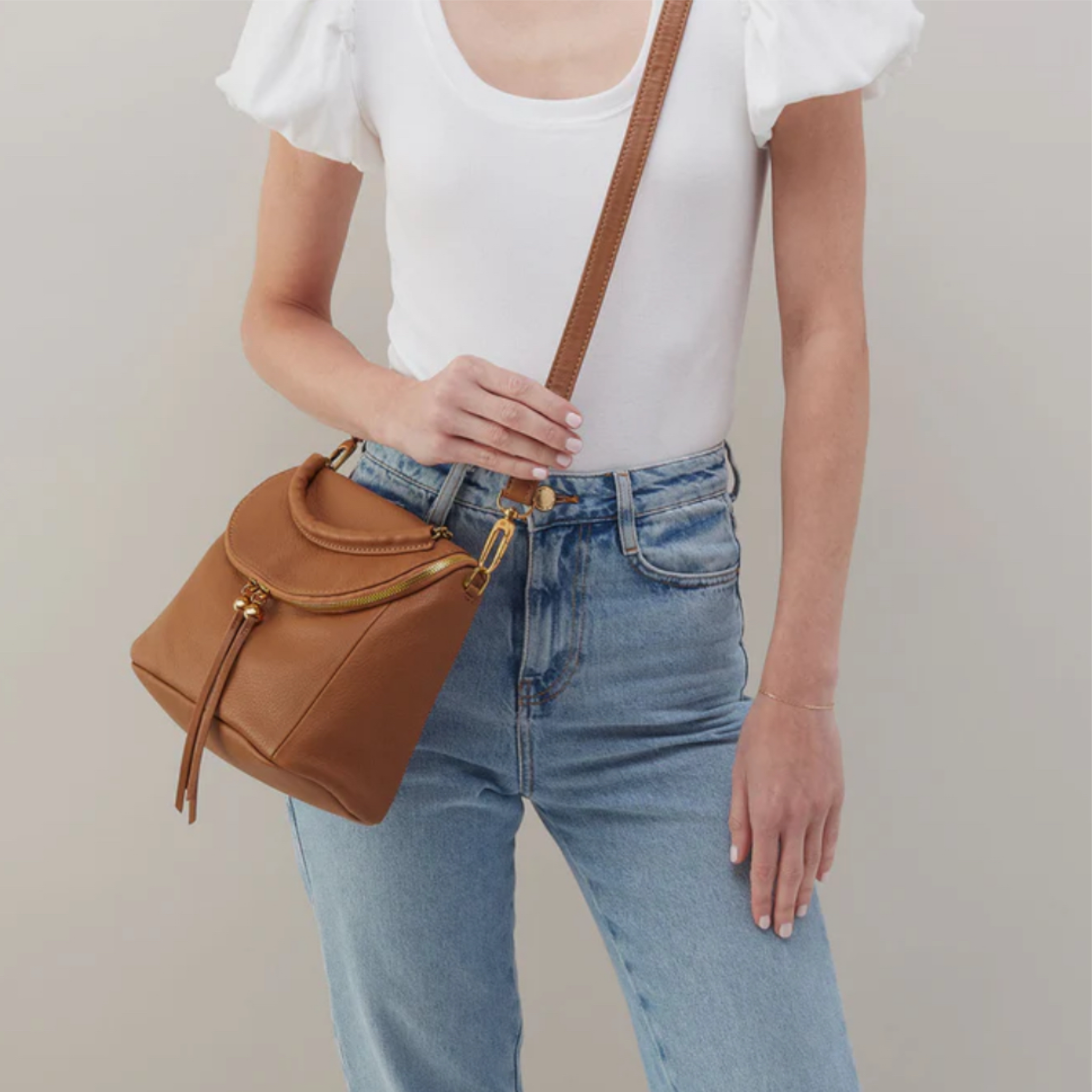 Hobo Fern Top Handle Satchel - Warm Honey