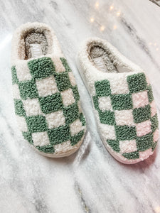 Checked Out Slippers - Green