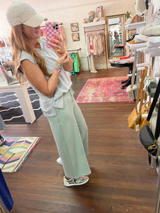 Scuba Wide Leg Pants - sage