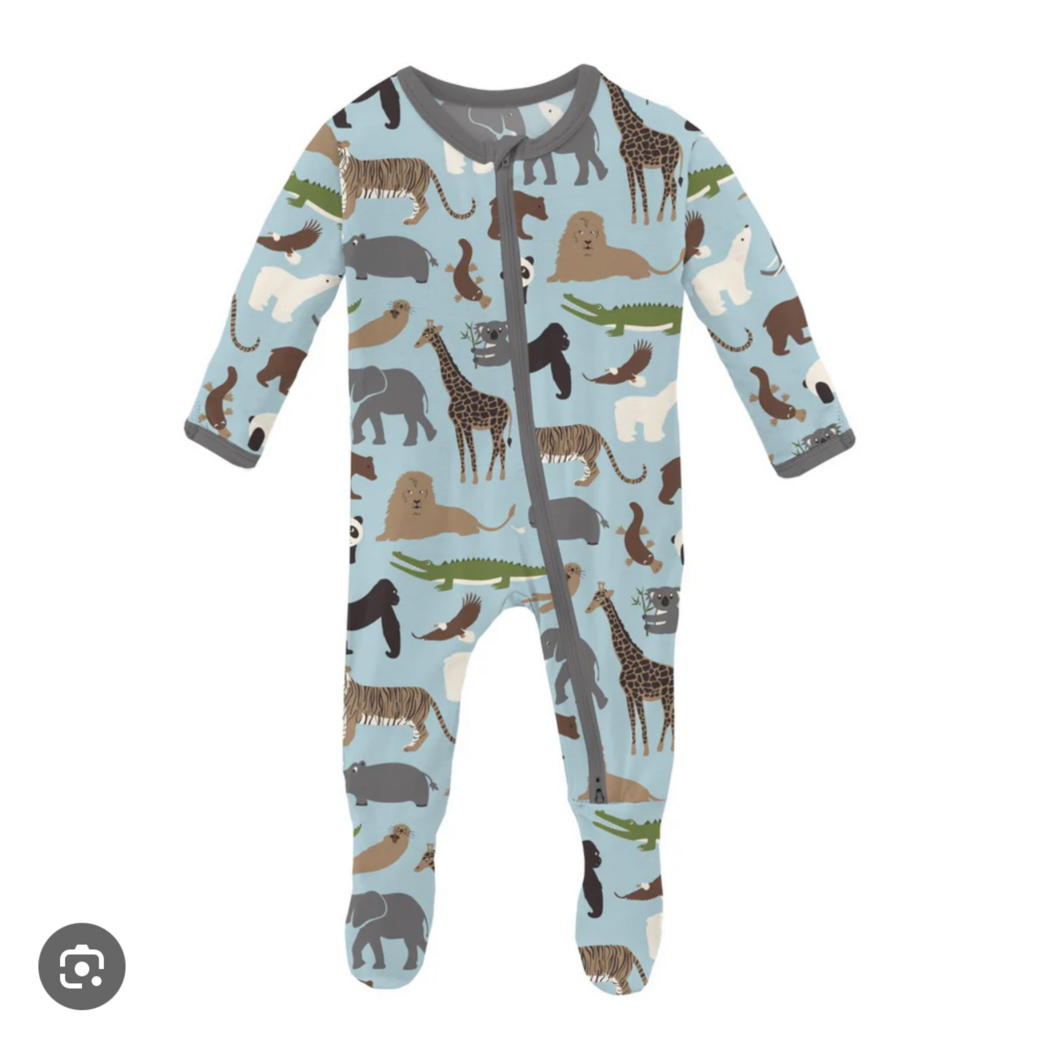 Kickee Pants 2 Way Zipper Footie - Spring Sky Zoo