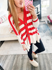 Holly Striped Sweater - Red