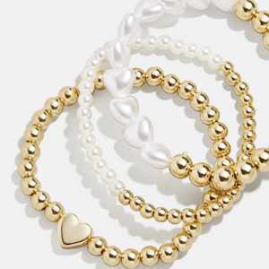 Pearl Heart Kids Bracelet Set