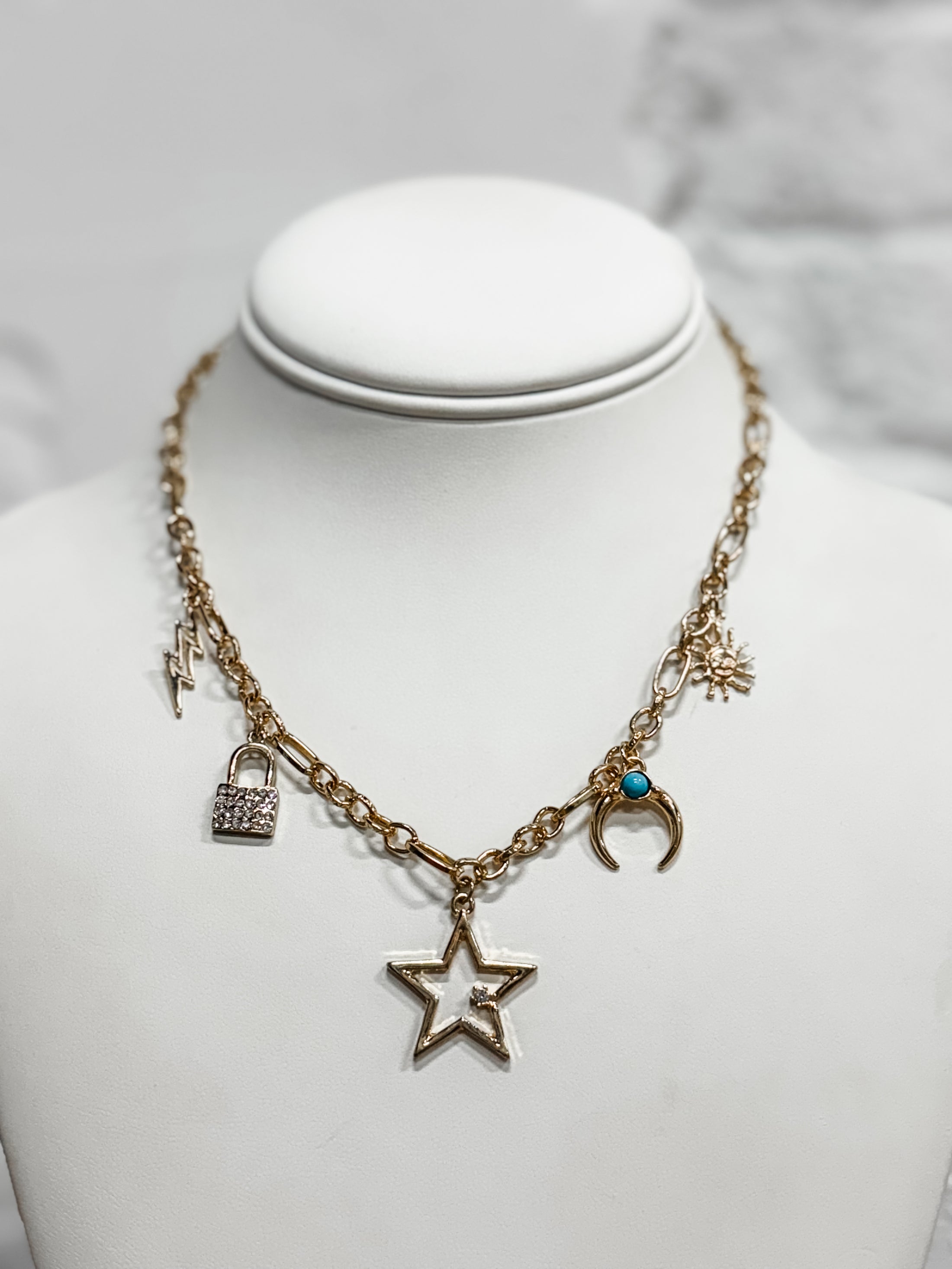 Crown Jewel Charm Necklace