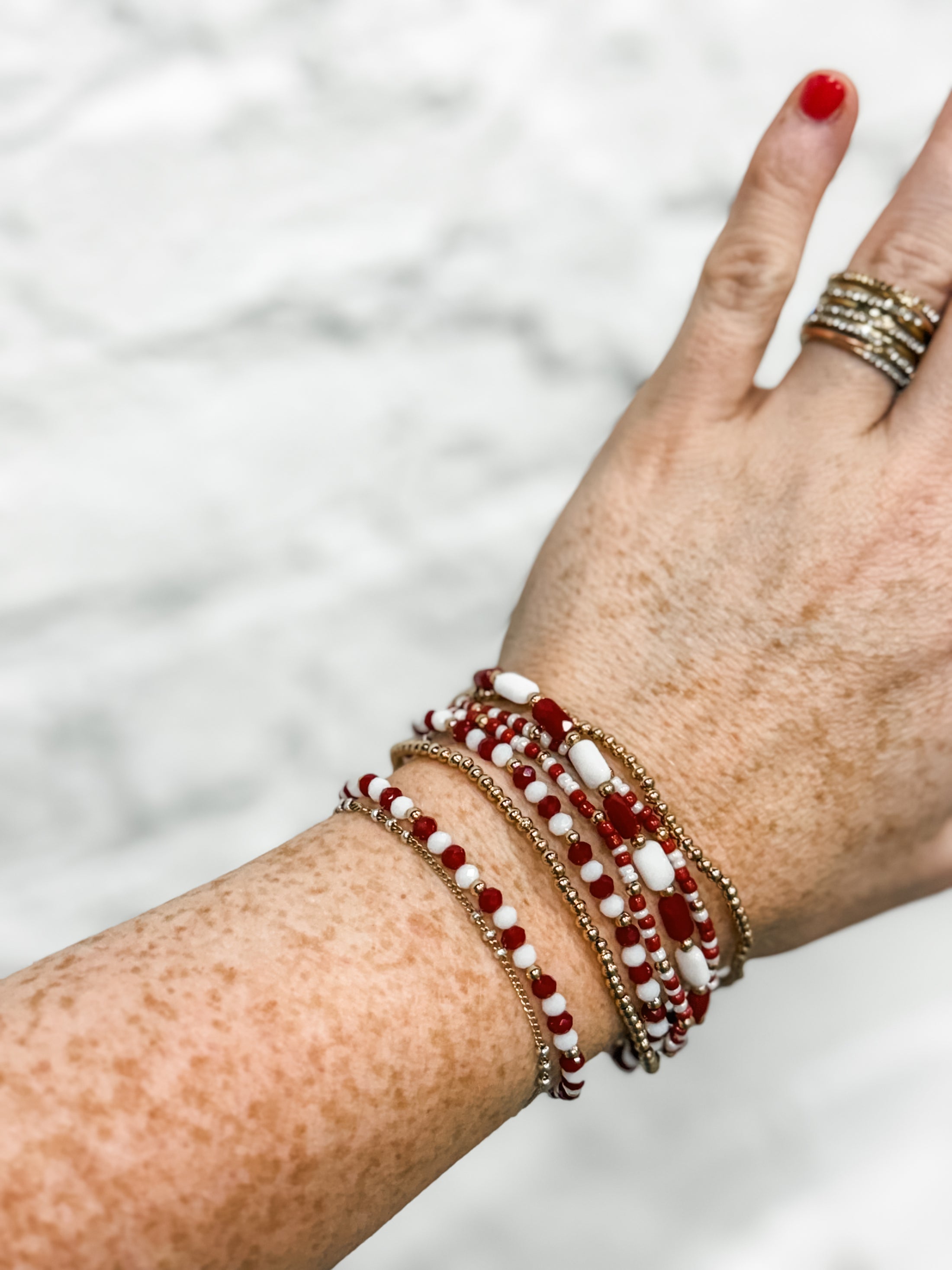 Maroon + Gold Bracelet Stack