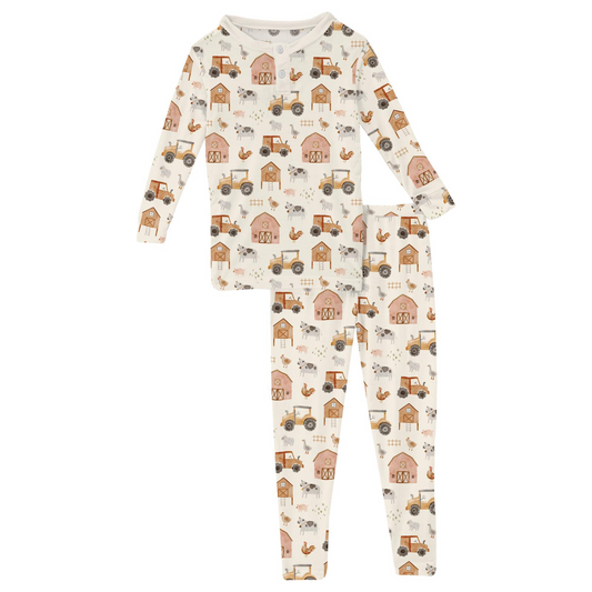 Kickee Pants Henley PJ Set - Natural Farm Life
