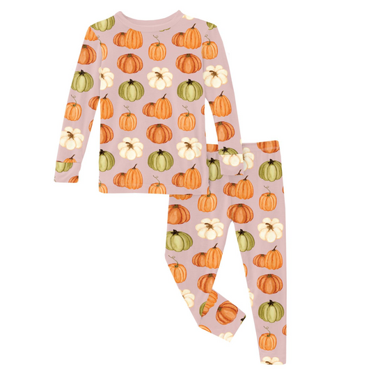 Kickee Pants PJ Set - Baby Rose Pumpkin Patch