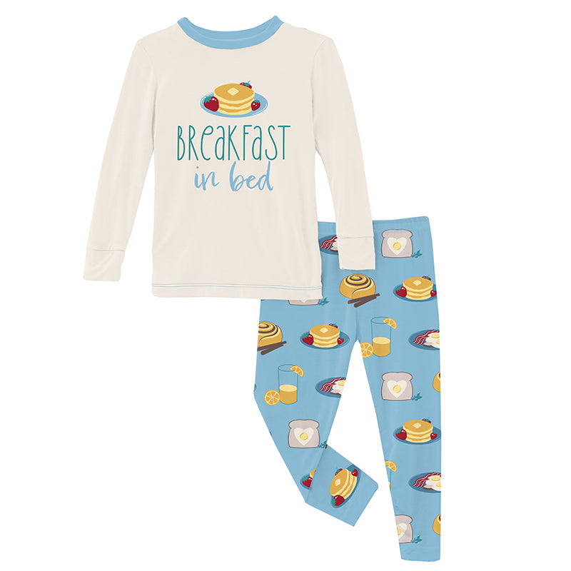 Kickee Pants PJ Set - Seaside Blue Breakfast in Bed