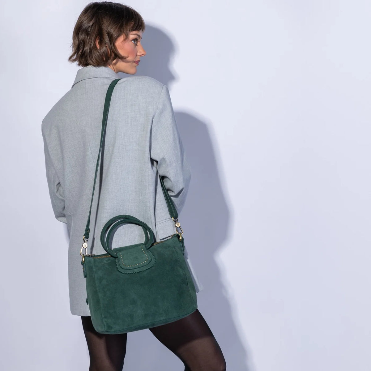 Hobo Medium Satchel - Suede Pine Needle