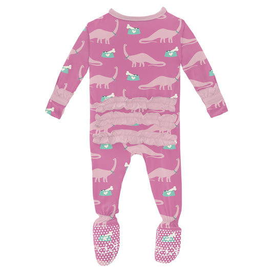 Kickee Pants 2 Way Zipper Ruffle Footie - Tulip Pet Dino