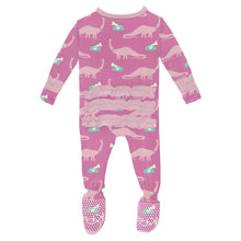 Load image into Gallery viewer, Kickee Pants 2 Way Zipper Ruffle Footie - Tulip Pet Dino
