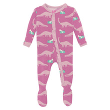 Load image into Gallery viewer, Kickee Pants 2 Way Zipper Ruffle Footie - Tulip Pet Dino
