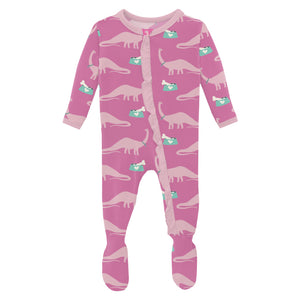 Kickee Pants 2 Way Zipper Ruffle Footie - Tulip Pet Dino