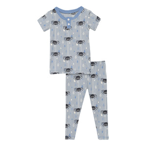 Kickee Pants PJ Set - Pearl Blue Itsy Bitsy Spider