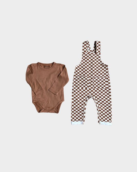 Rust Checkered Overalls + Bodysuit