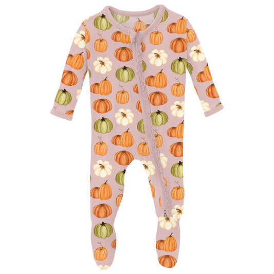 Kickee Pants Ruffle Footie - Baby Rose Pumpkin Patch