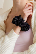 Load image into Gallery viewer, Black Polka Dot Jumbo Scrunchie
