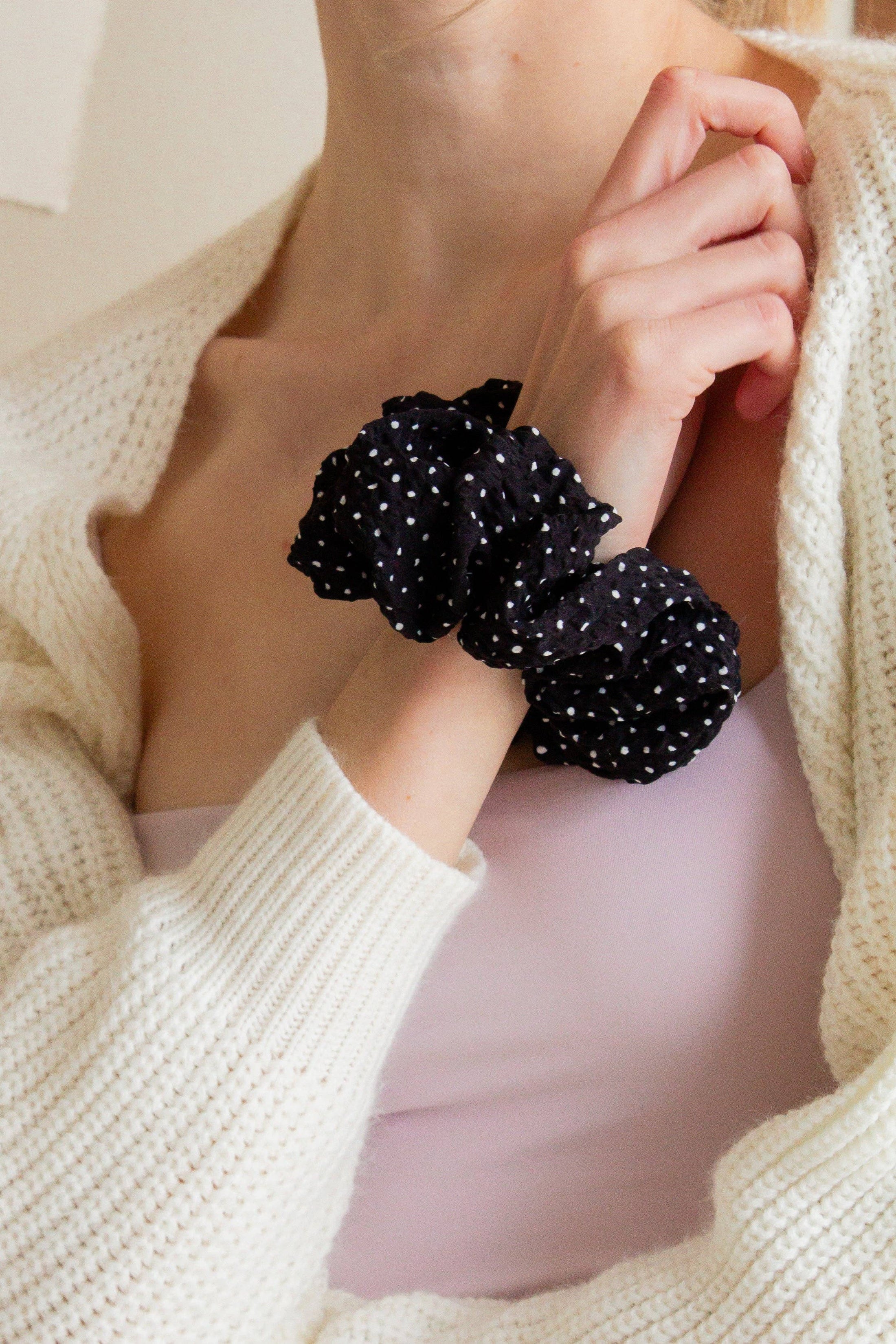 Black Polka Dot Jumbo Scrunchie