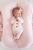 Load image into Gallery viewer, Solid Blush Bamboo Baby Knot Gown & Hat
