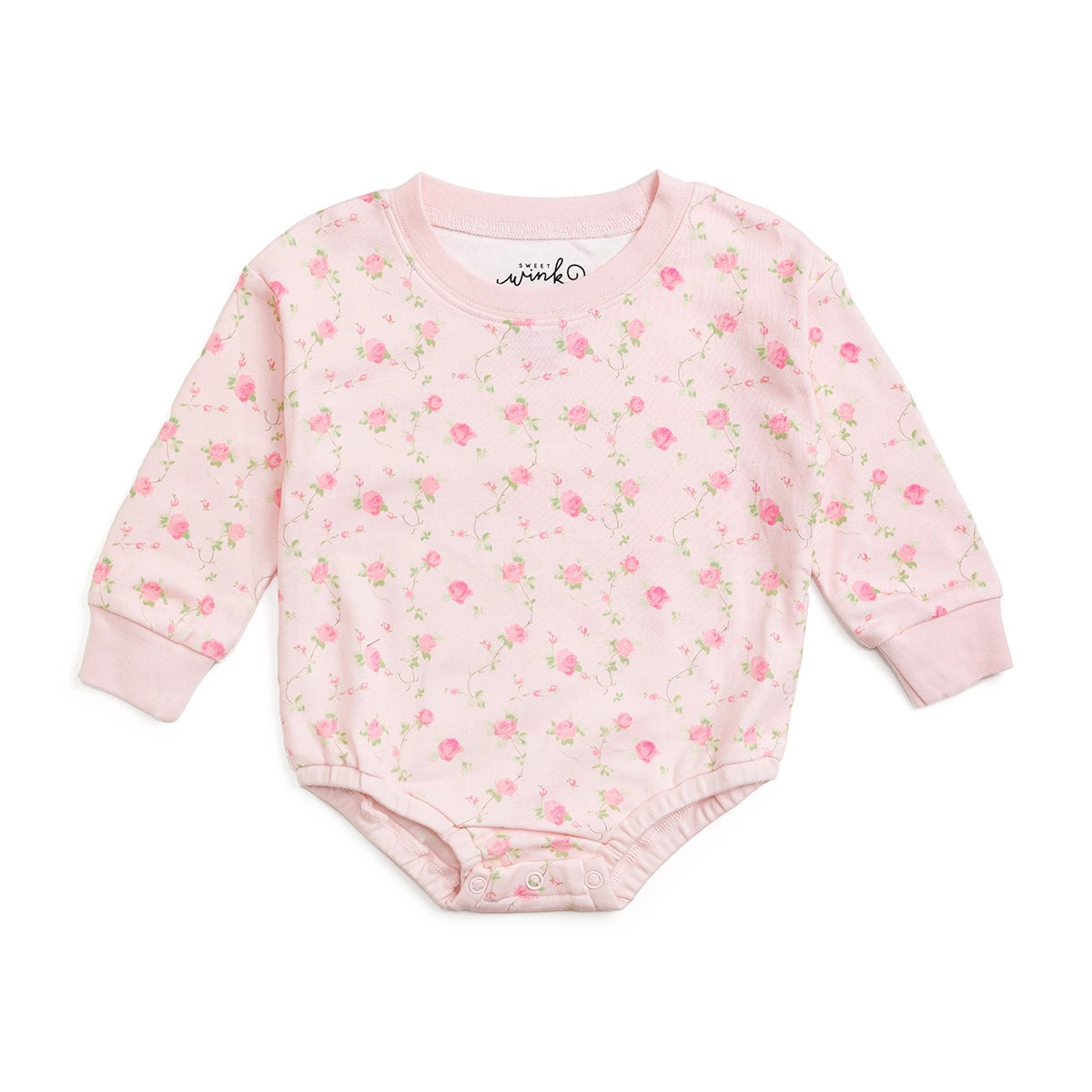 Pink Rose Long Sleeve Romper