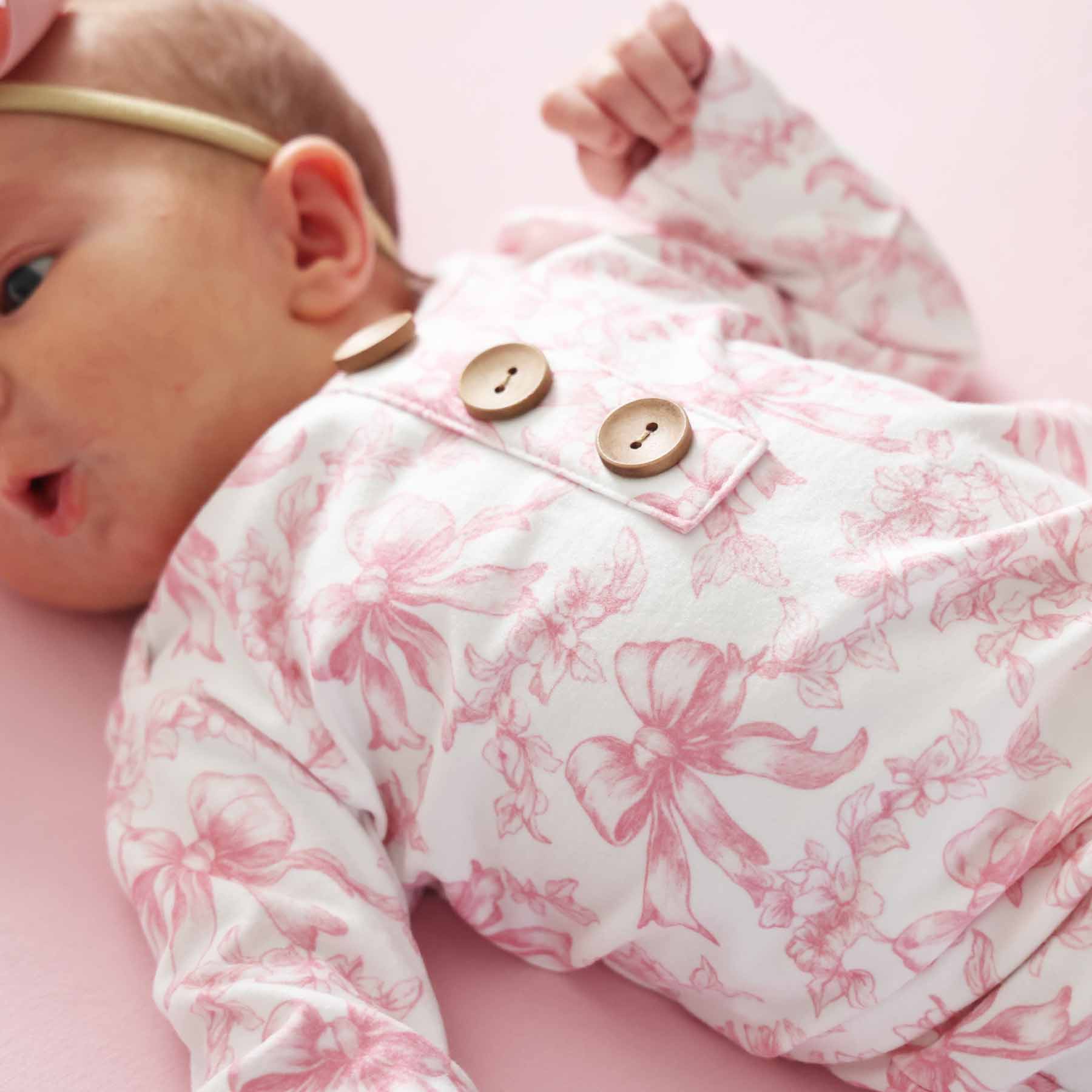Fancy Frills Newborn Baby Knot Gown & Hat Set