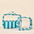Load image into Gallery viewer, Clearly Chic Cosmetic Bag Set-Sicily Stripes Teal
