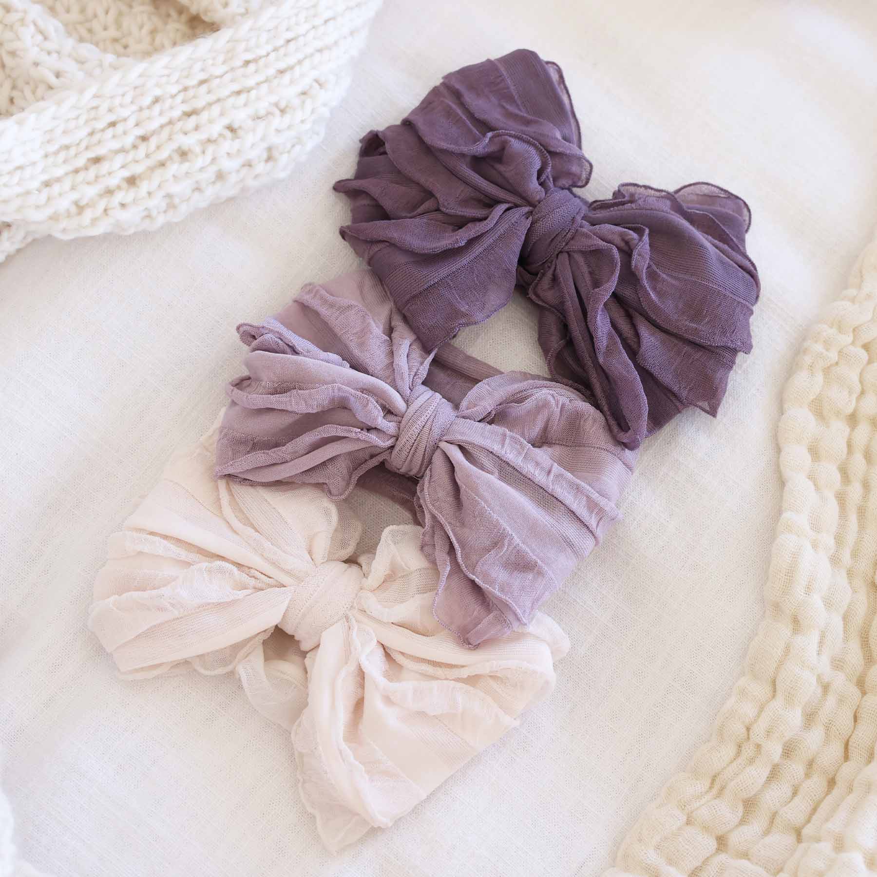Large Ruffle Knit Bow | Off White