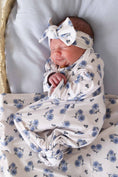 Load image into Gallery viewer, Sapphire Garden Newborn Baby Knot Gown & Hat Set
