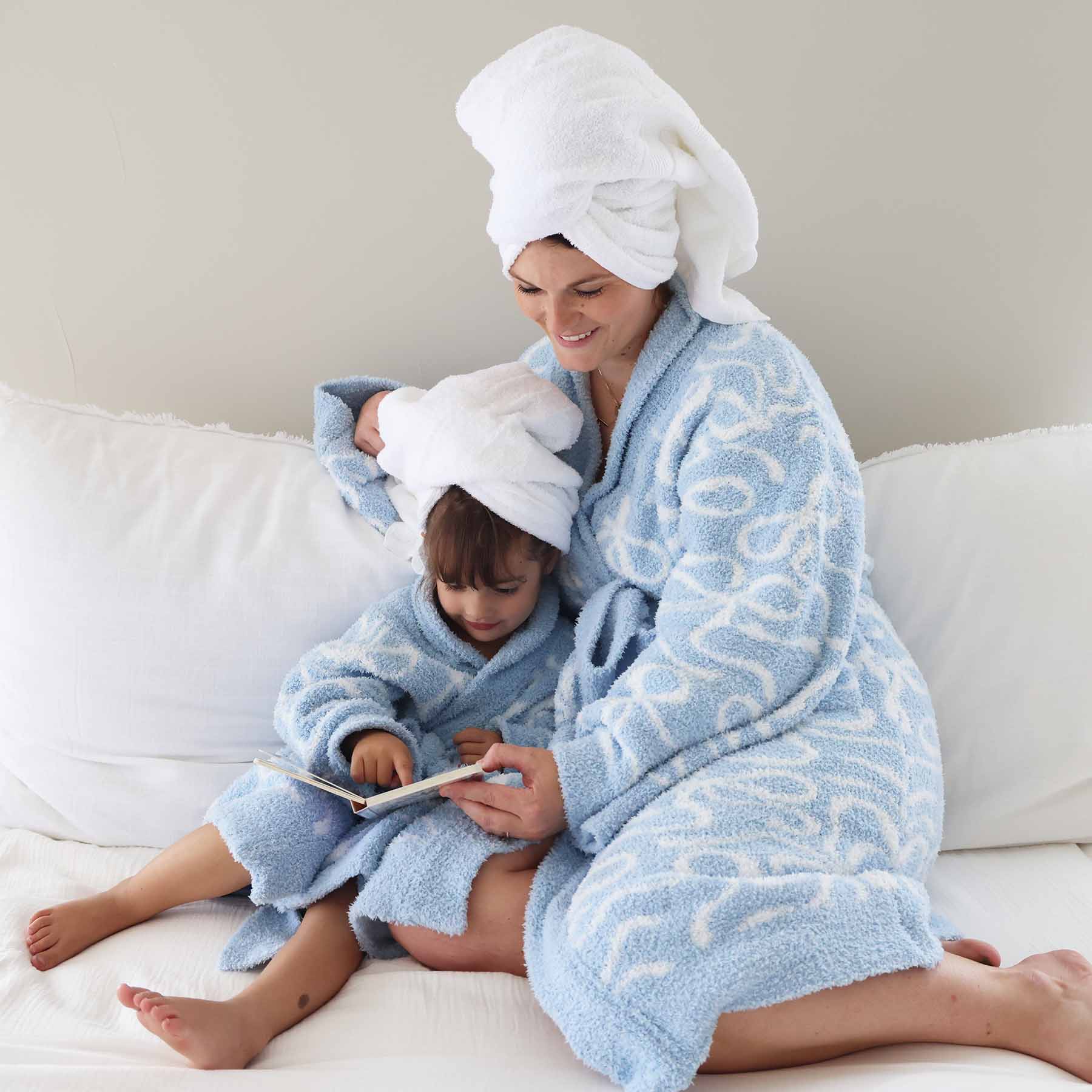 CuddleLane™ Kids Robe | Blue-tiful Bows