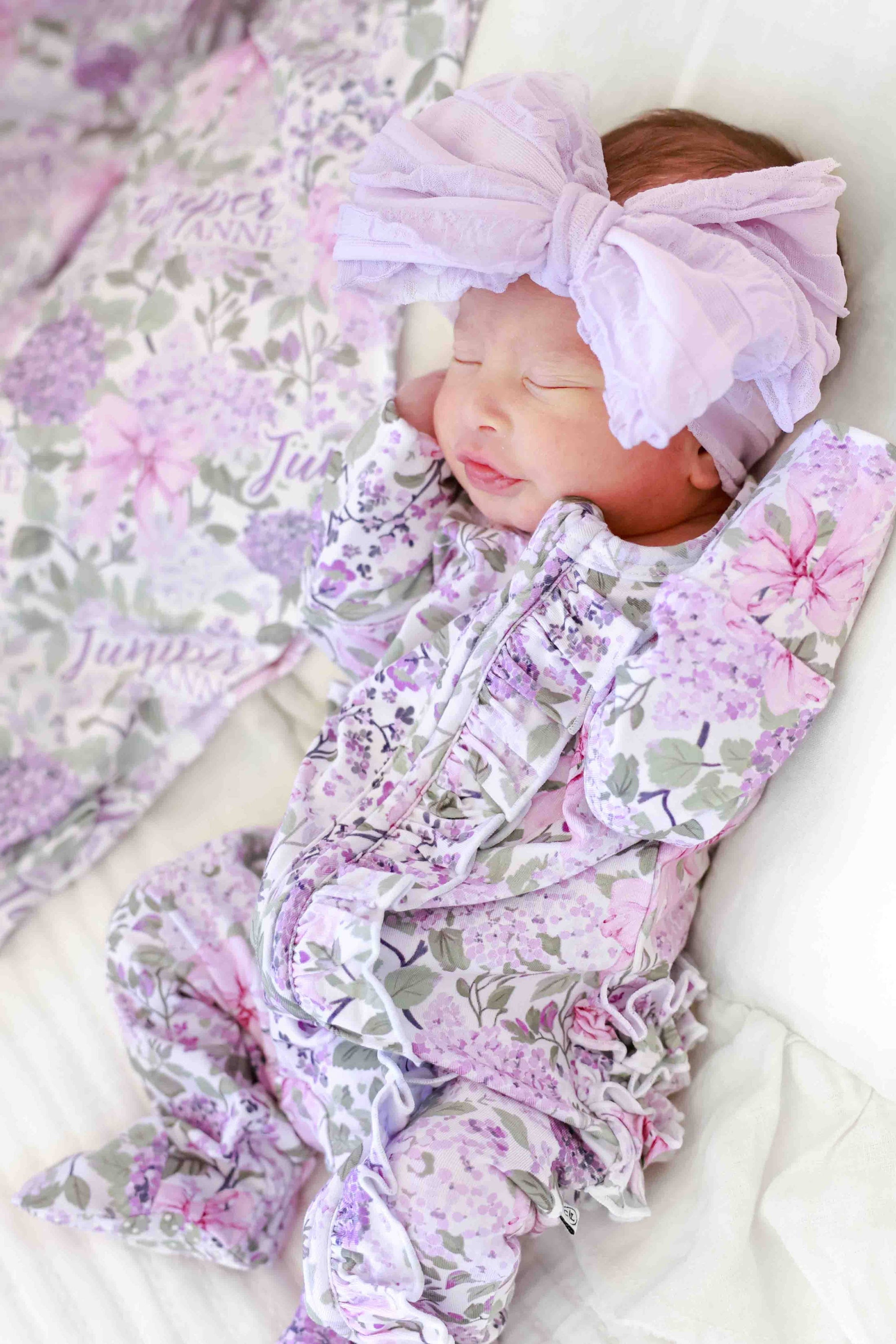 Ruffle Zipper Footie | Lavender Lullaby