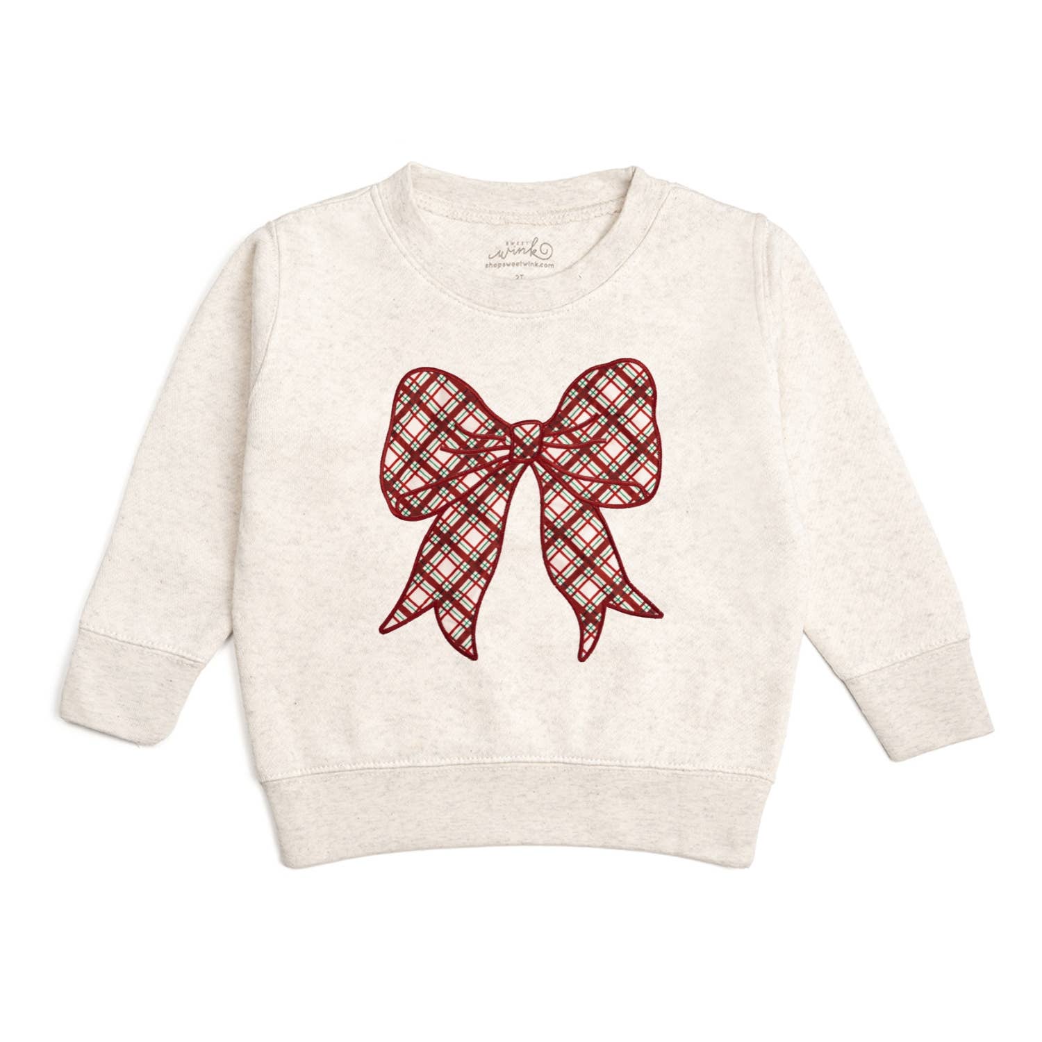 Christmas Plaid Bow Patch Sweatshirt