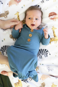 Load image into Gallery viewer, Solid Dusty Blue Bamboo Baby Knot Gown & Hat
