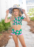 Load image into Gallery viewer, Emma Bright Green & Pink Flower Swimsuit
