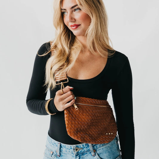 Camel Woven Belt Bag