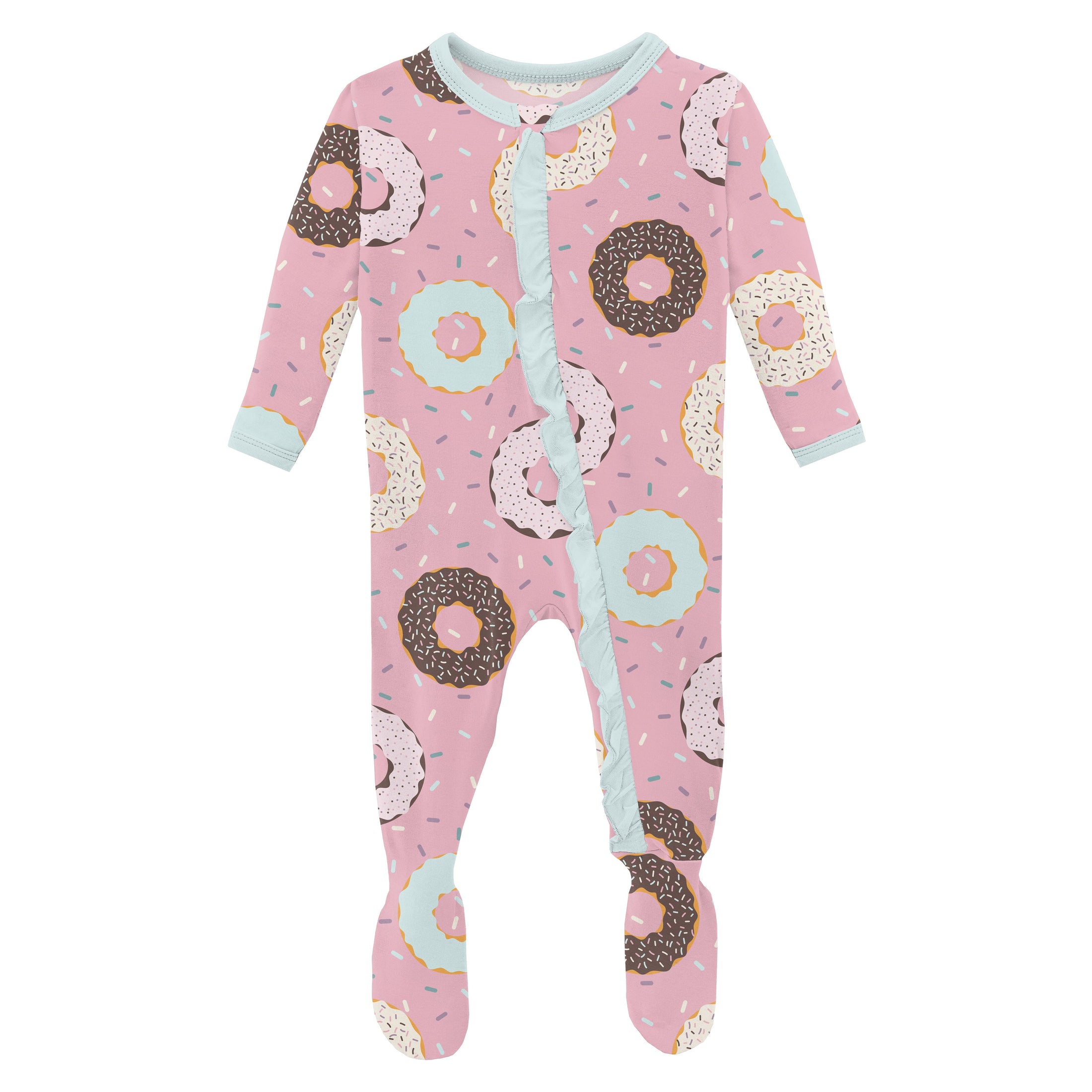 Kickee Pants 2 Way Zipper Ruffle Footie - Cake Pop Donuts and Sprinkles