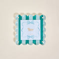 Load image into Gallery viewer, Square Scalloped Acrylic Picture Frame–Sicily Stripes Teal
