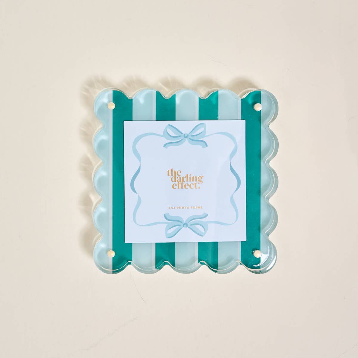 Square Scalloped Acrylic Picture Frame–Sicily Stripes Teal