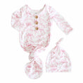 Load image into Gallery viewer, Fancy Frills Newborn Baby Knot Gown & Hat Set
