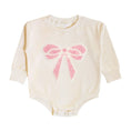 Load image into Gallery viewer, Pearl Bow Patch Long Sleeve Romper
