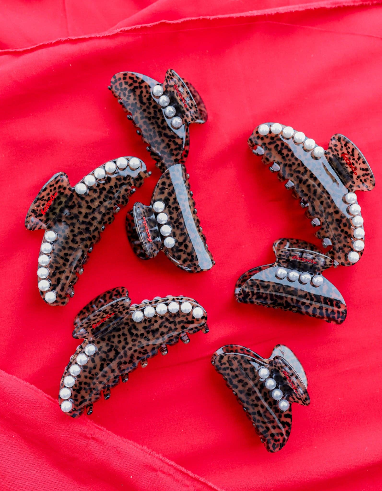 Leopard + Pearl Claw Clip