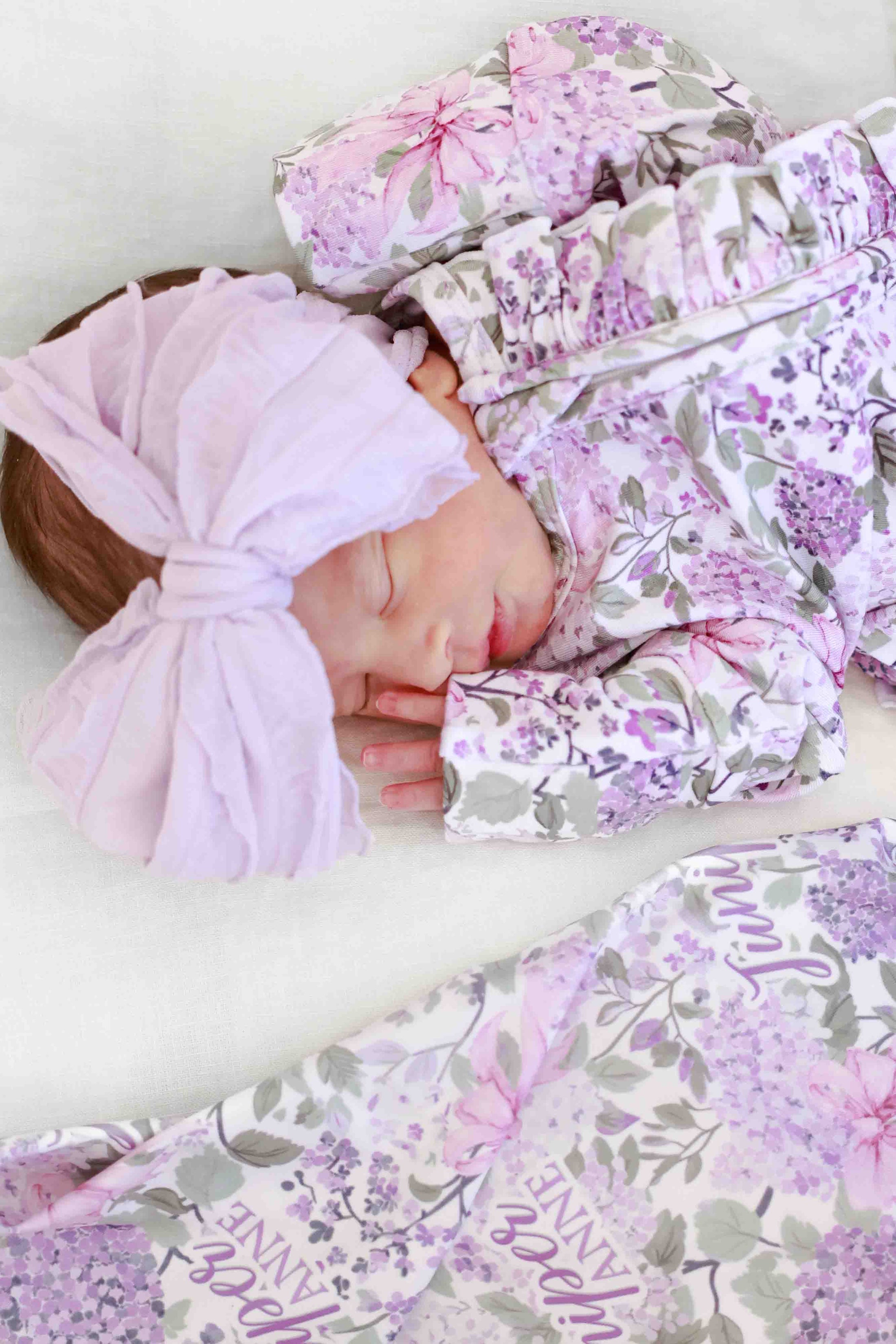 Ruffle Zipper Footie | Lavender Lullaby