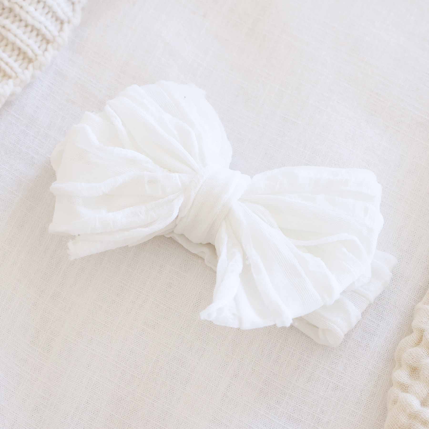 Large Ruffle Knit Bow | Sweet & Simple: Nude