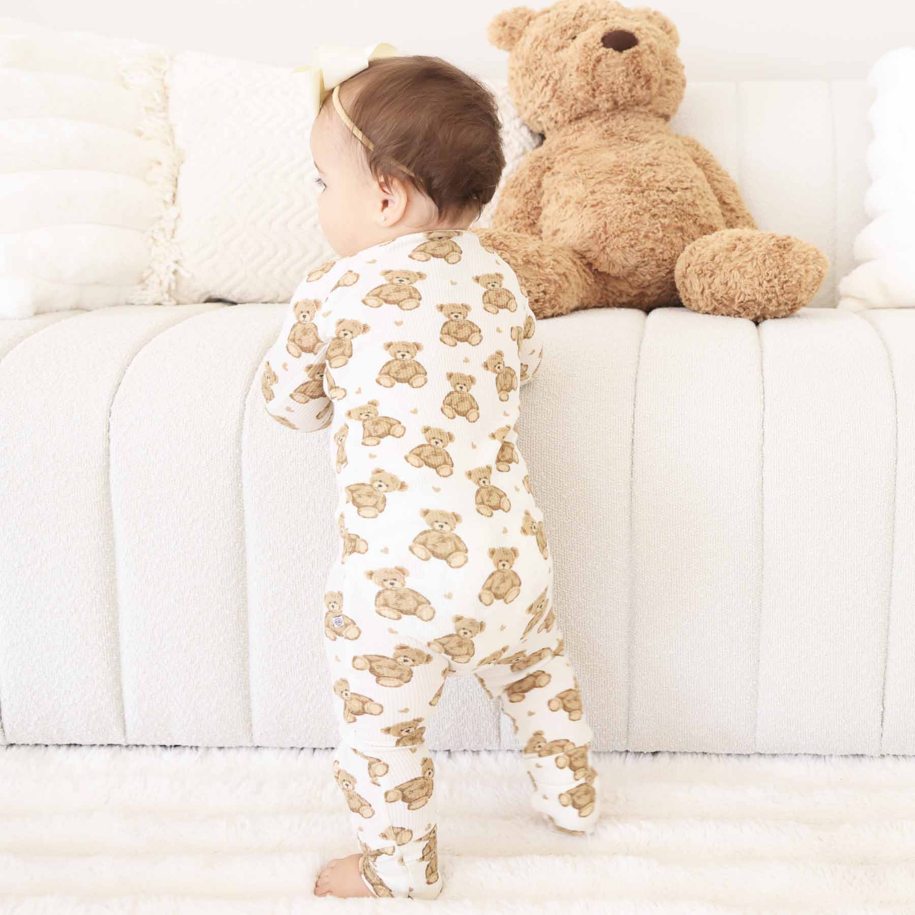 Beary Sweet Bamboo Waffle Convertible Zip Romper