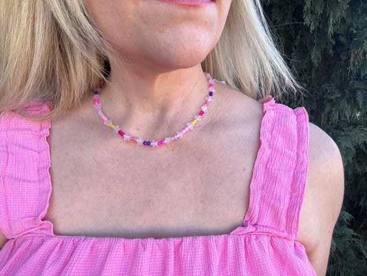 Marla Multi-Colored w/ Pink Stars Necklace