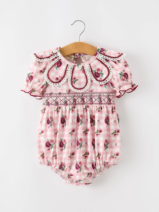 Vintage Smocked Floral Romper