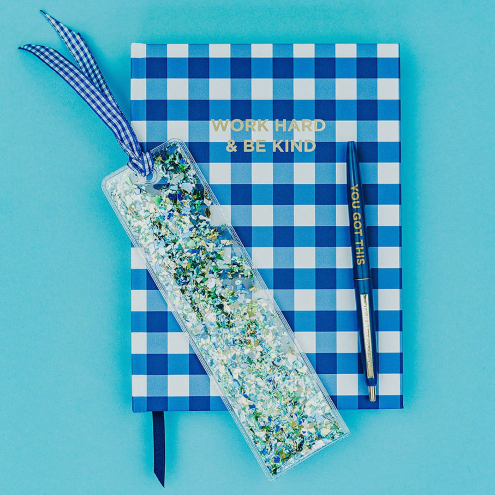 Blue Confetti Bookmark