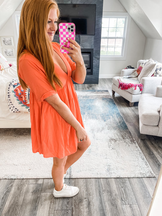 Cambrie Tiered Dress - Orange