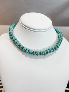 Spain Beaded Necklace -turquoise