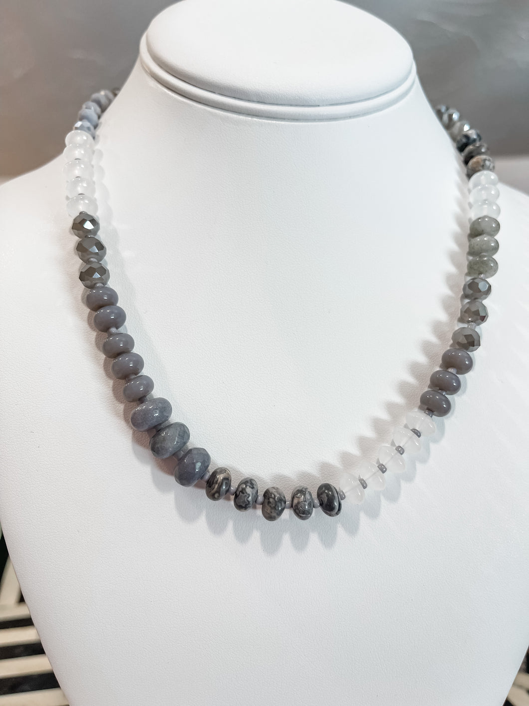 Grey Stone Beaded Necklace