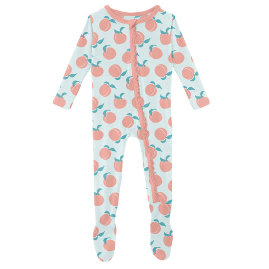 Kickee Pants Ruffle Footie - Fresh Air Peaches